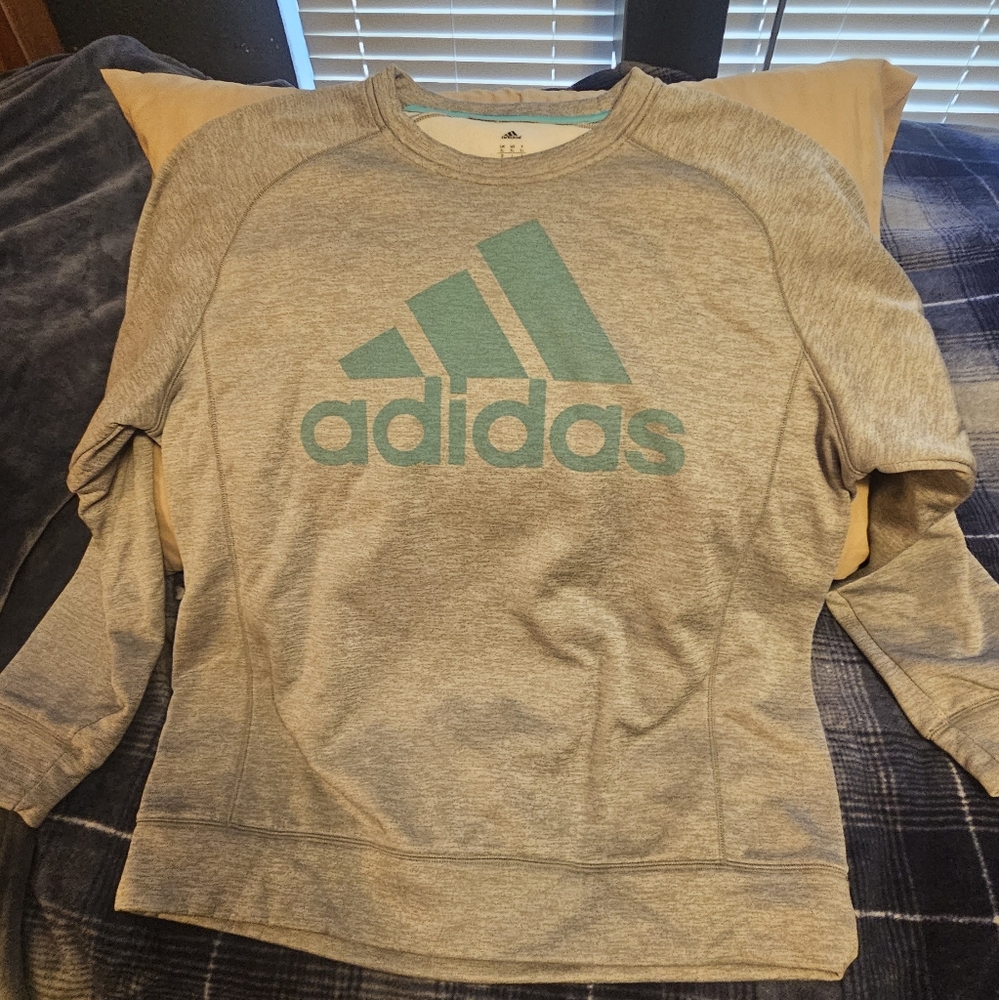 Adidas Gray Sweatshirt with Blue Logo